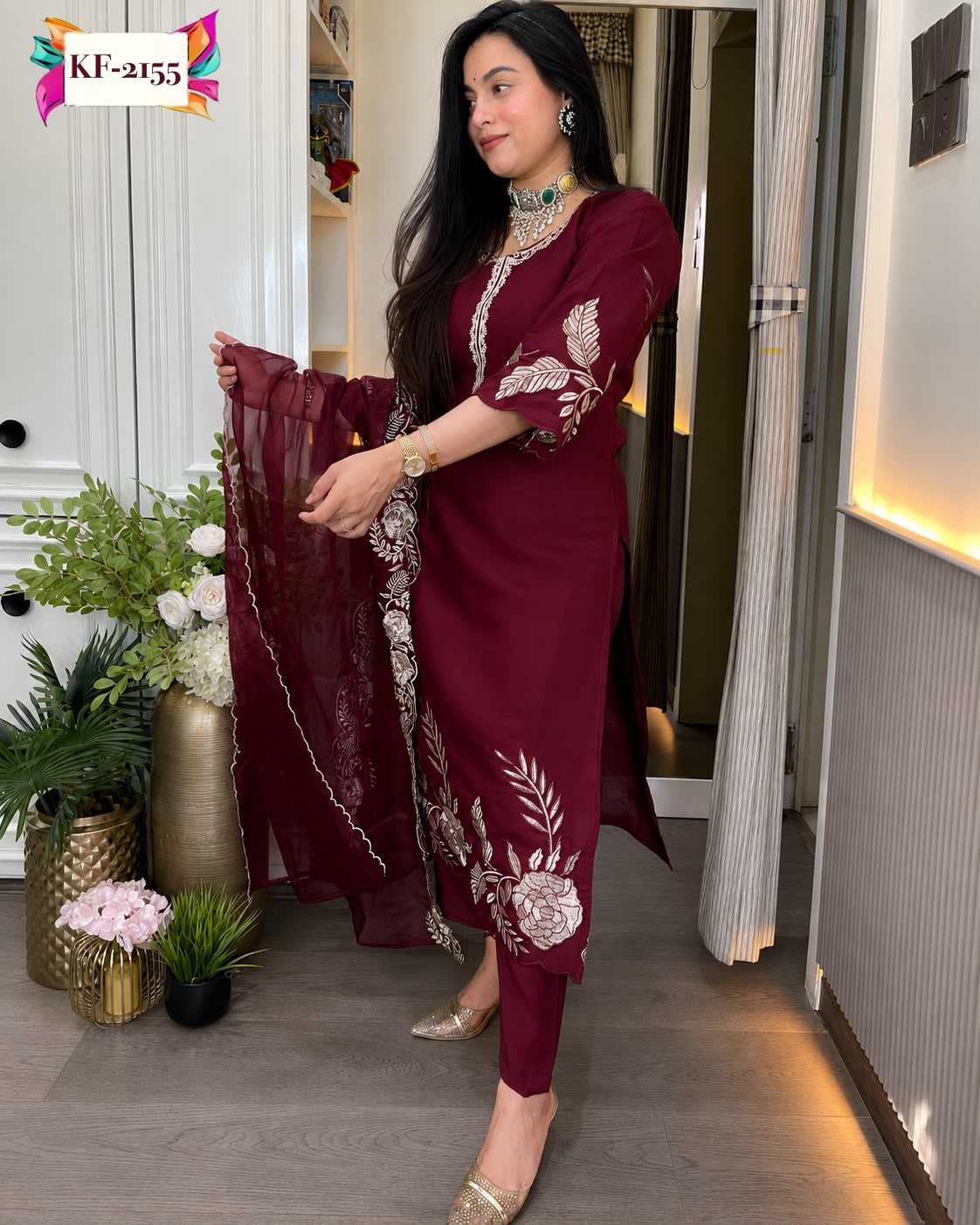 Heavy Roman Silk Embroidery Suit