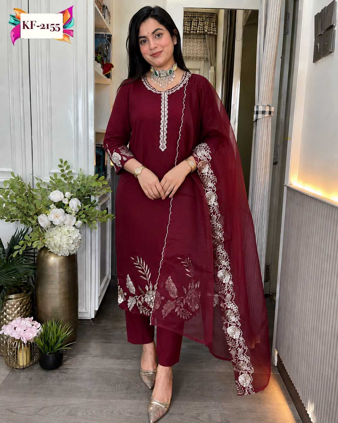 Heavy Roman Silk Embroidery Suit