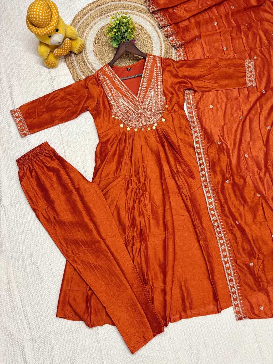 Soft Vichitra Embroidery Suit