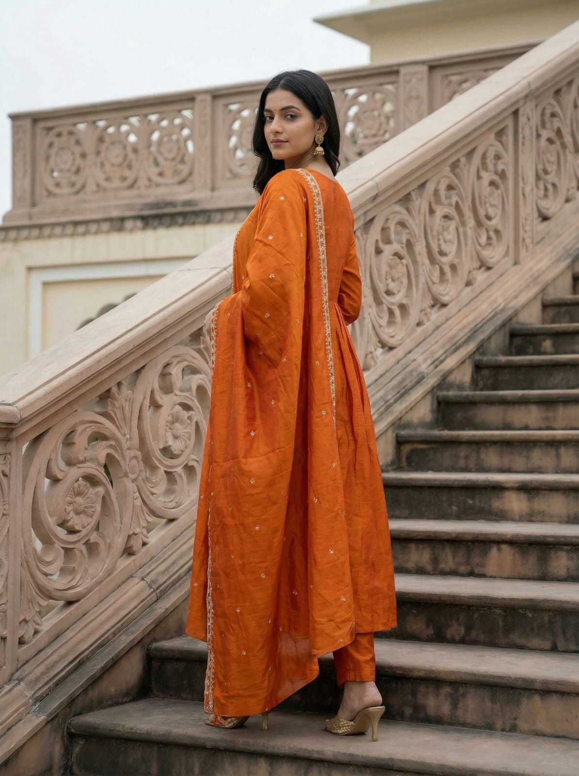 Soft Vichitra Embroidery Suit