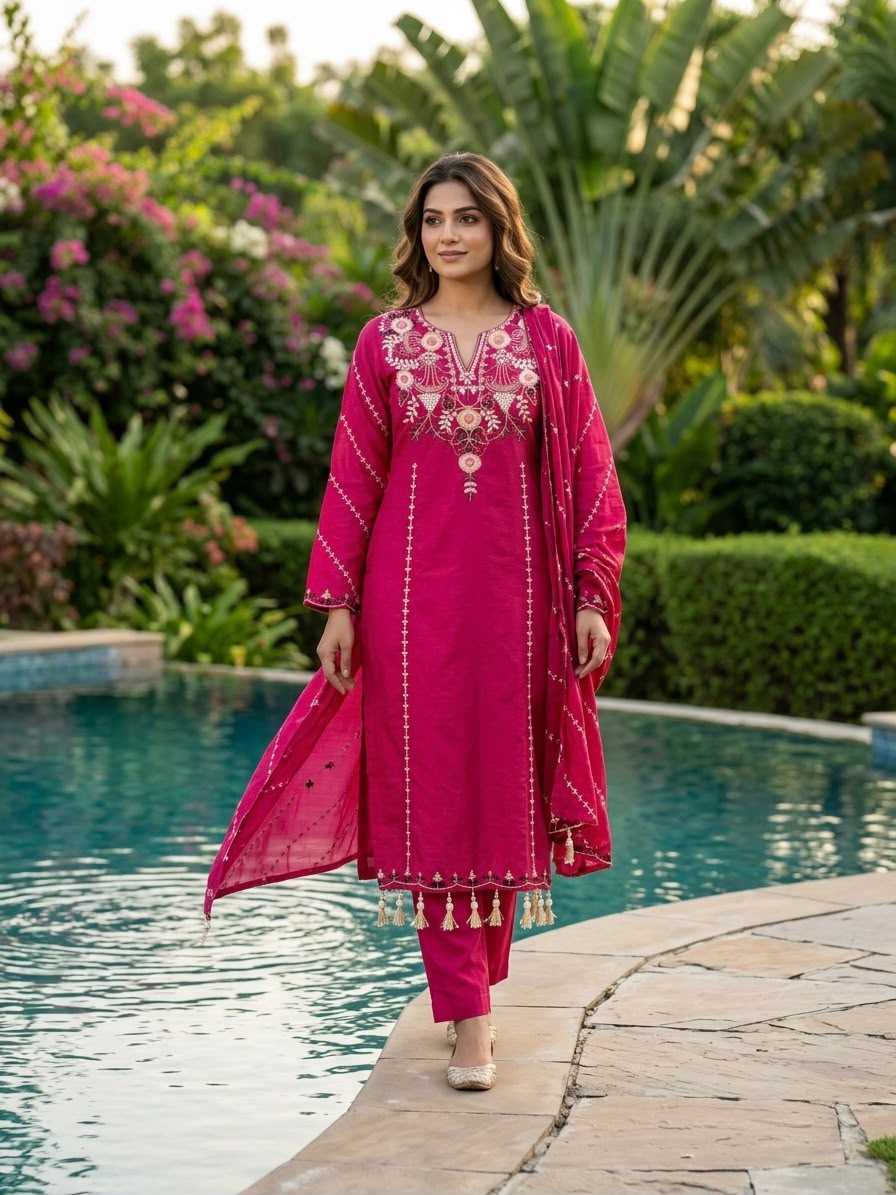 Heavy Roman Silk Embroidery Suit