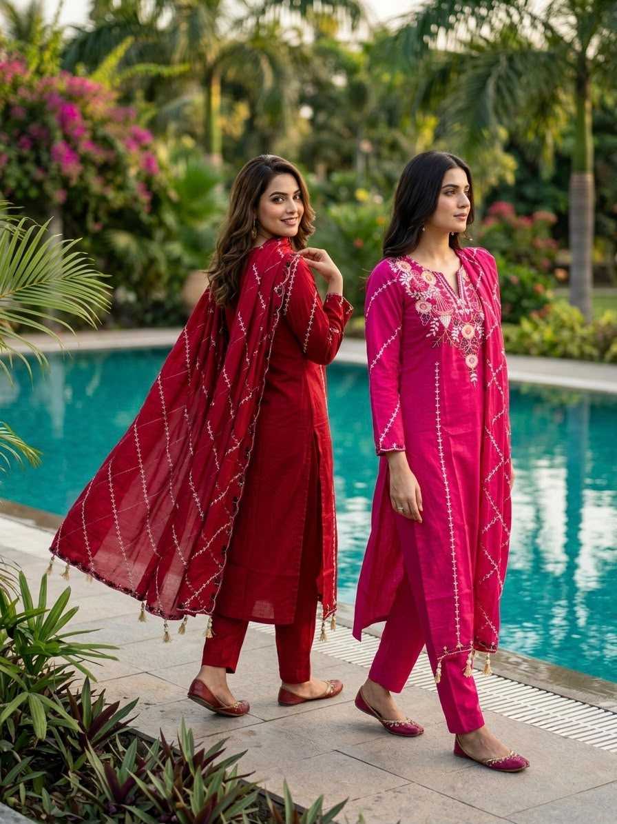 Heavy Roman Silk Embroidery Suit