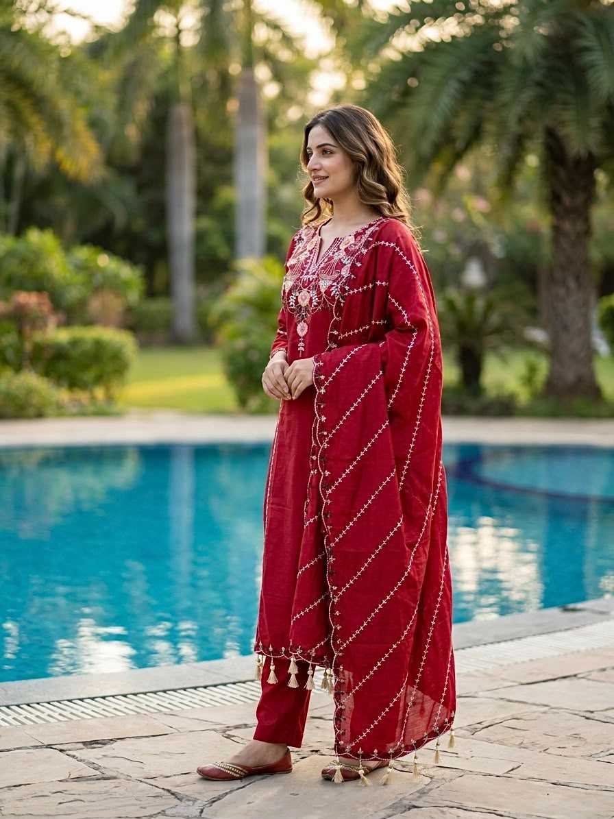 Heavy Roman Silk Embroidery Suit