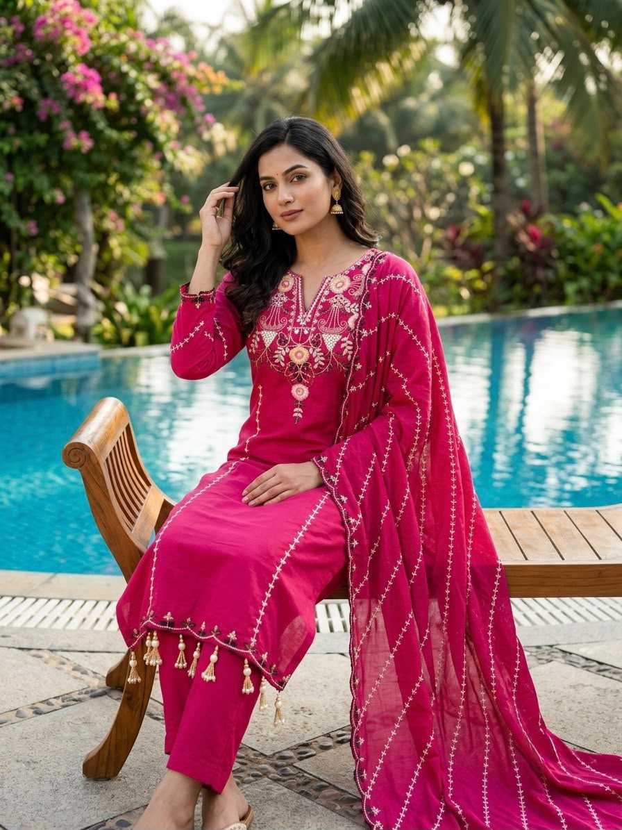 Heavy Roman Silk Embroidery Suit