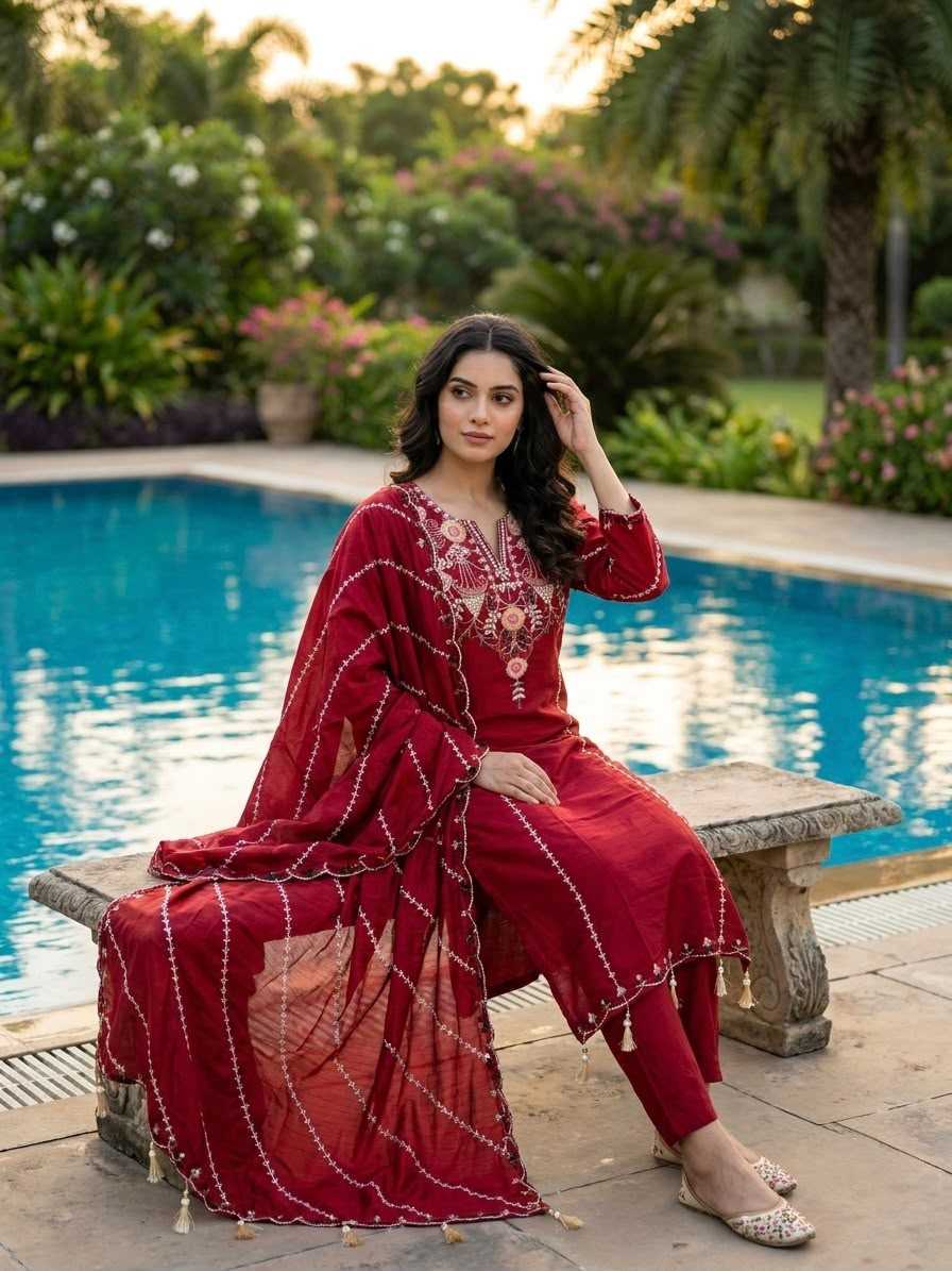 Heavy Roman Silk Embroidery Suit