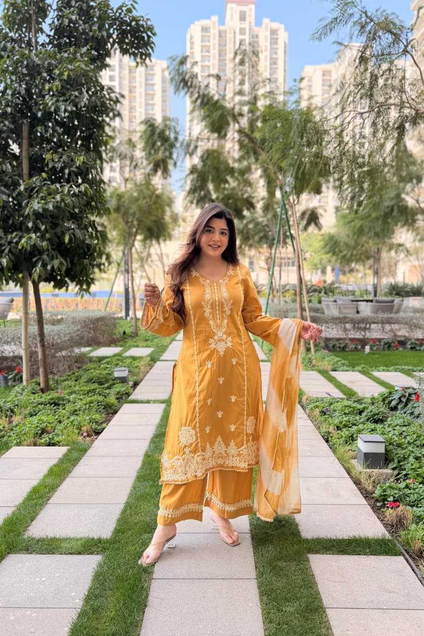 Heavy Roman Silk Embroidery Suit