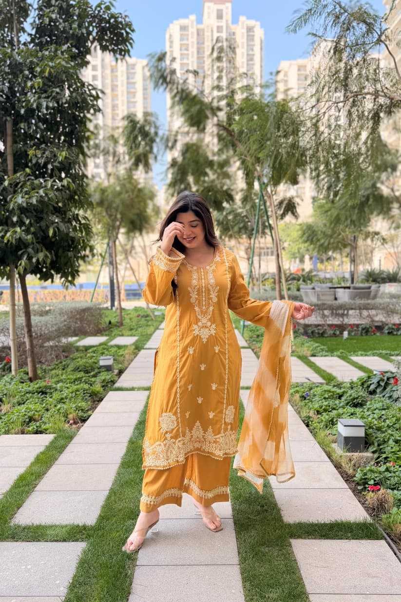Heavy Roman Silk Embroidery Suit