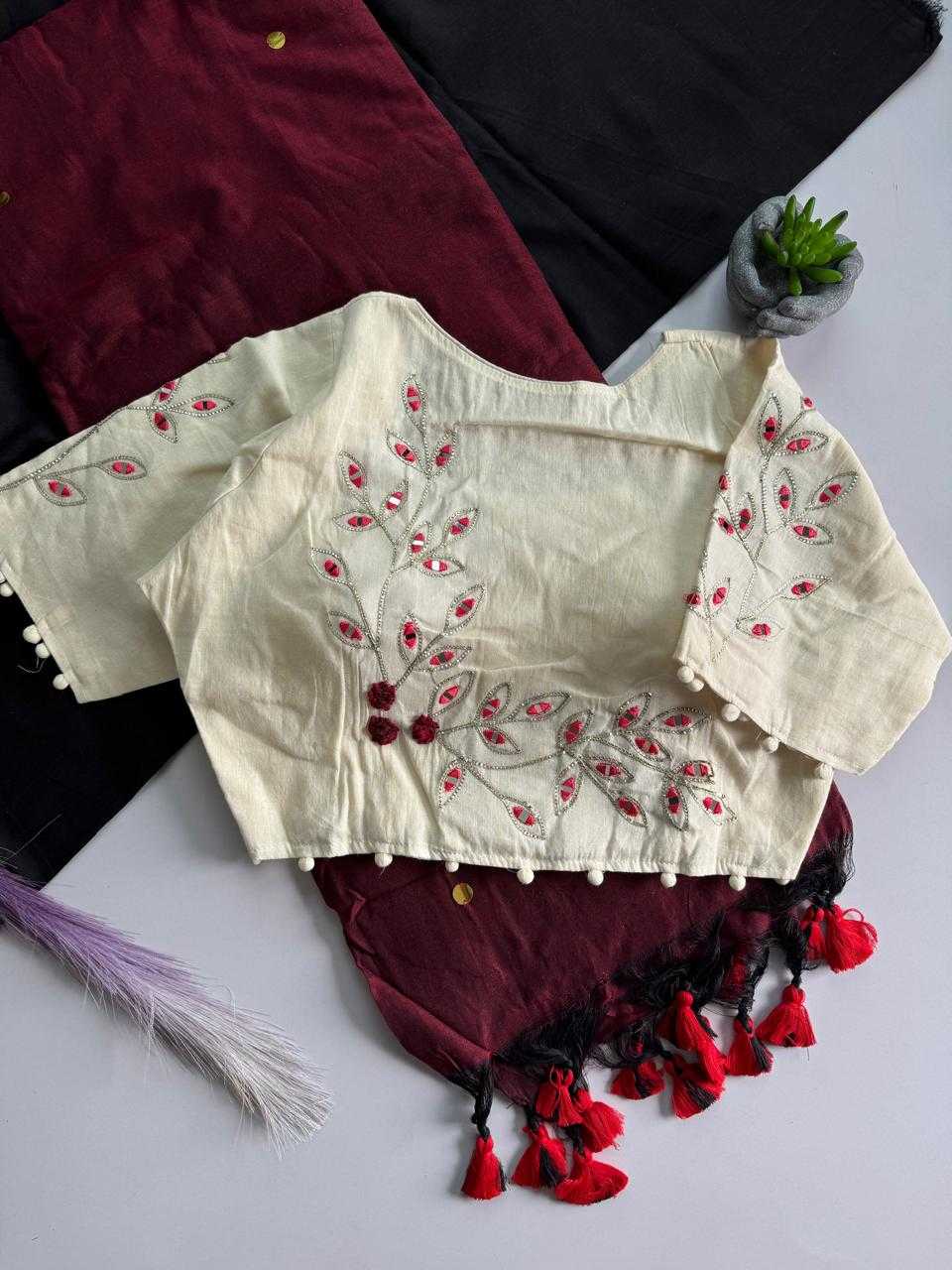 Khadi Cotton Designer Blouse in Kashmir Blue