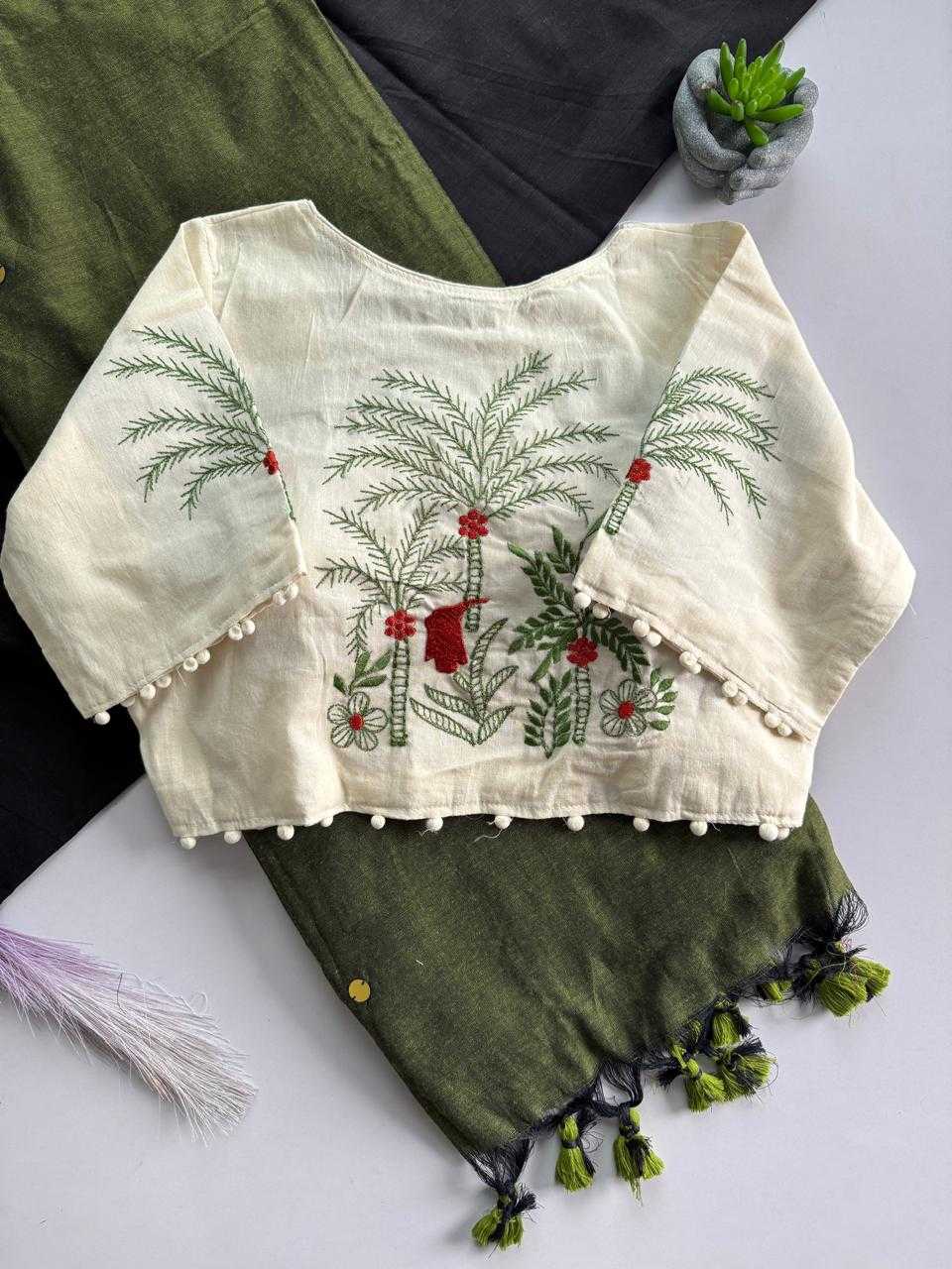 Khadi Cotton Designer Blouse in Kashmir Blue