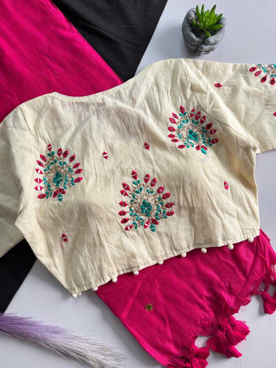 Khadi Cotton Designer Blouse in Kashmir Blue