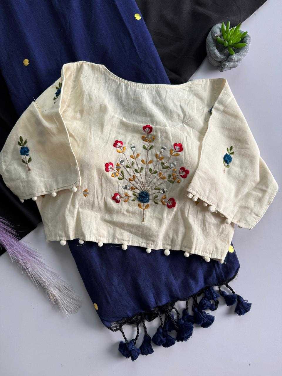 Khadi Cotton Designer Blouse in Kashmir Blue