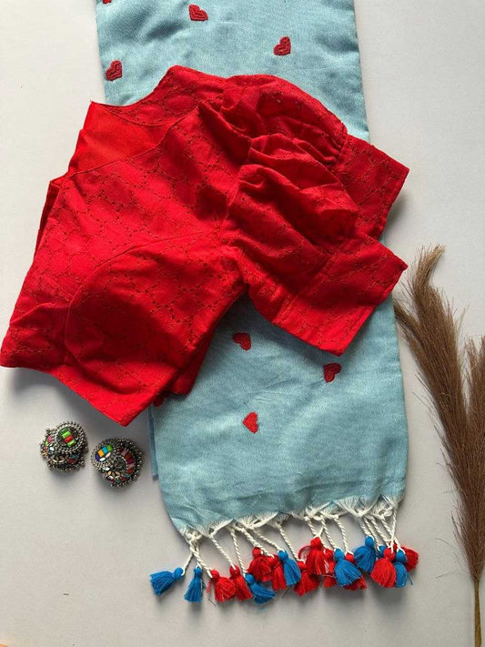 Heart Khadi Cotton Designer Blouse