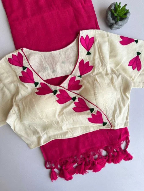Khadi Cotton Designer Blouse in Purple