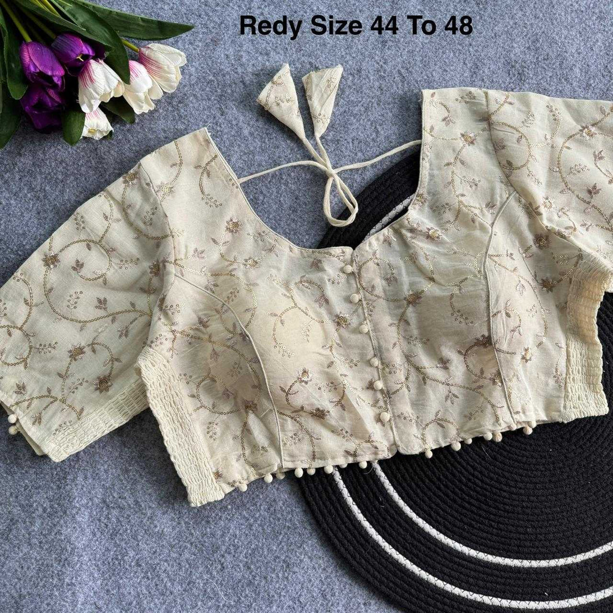 Ishani Pure Cotton Sequence Embroidery Blouse