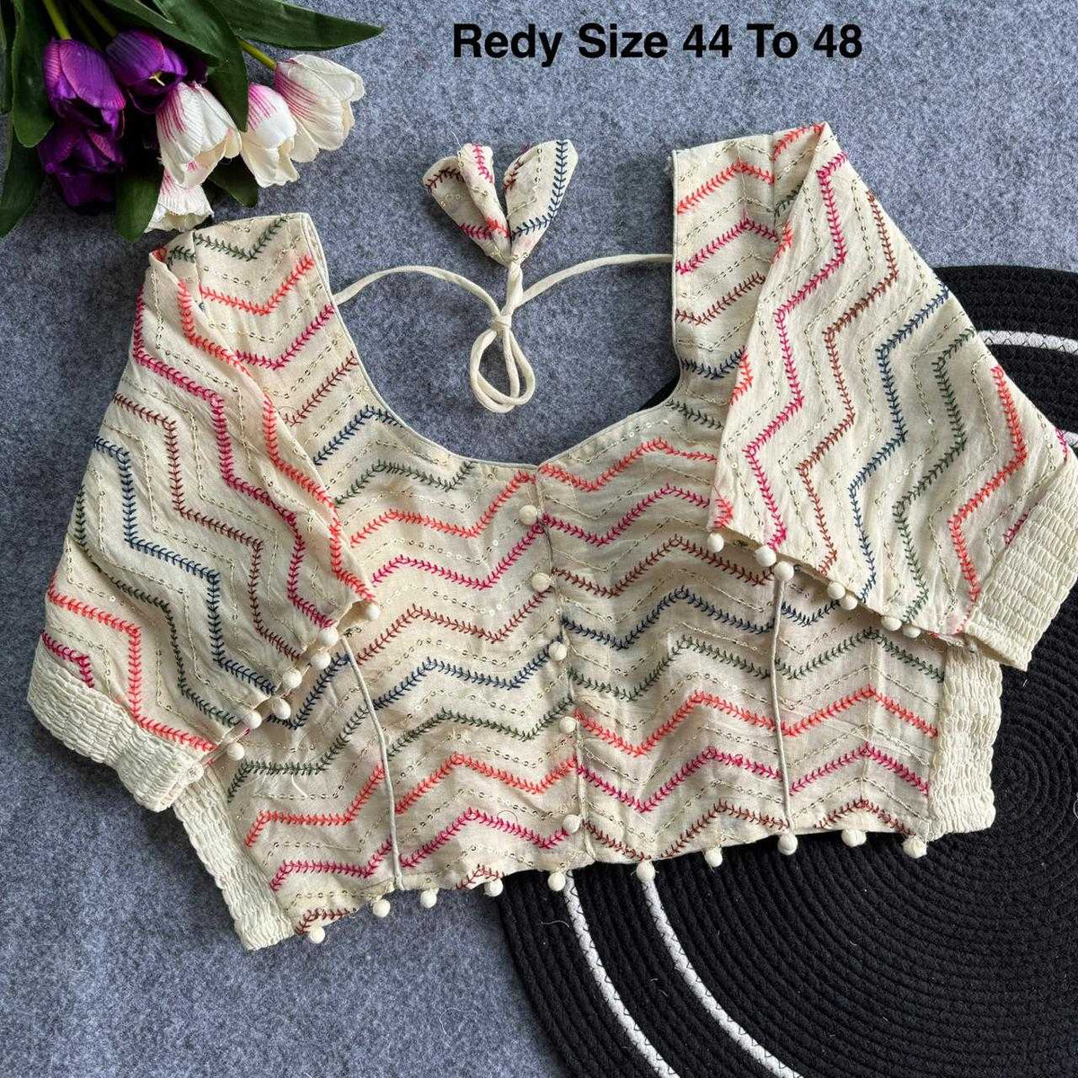 Ishani Pure Cotton Sequence Embroidery Blouse