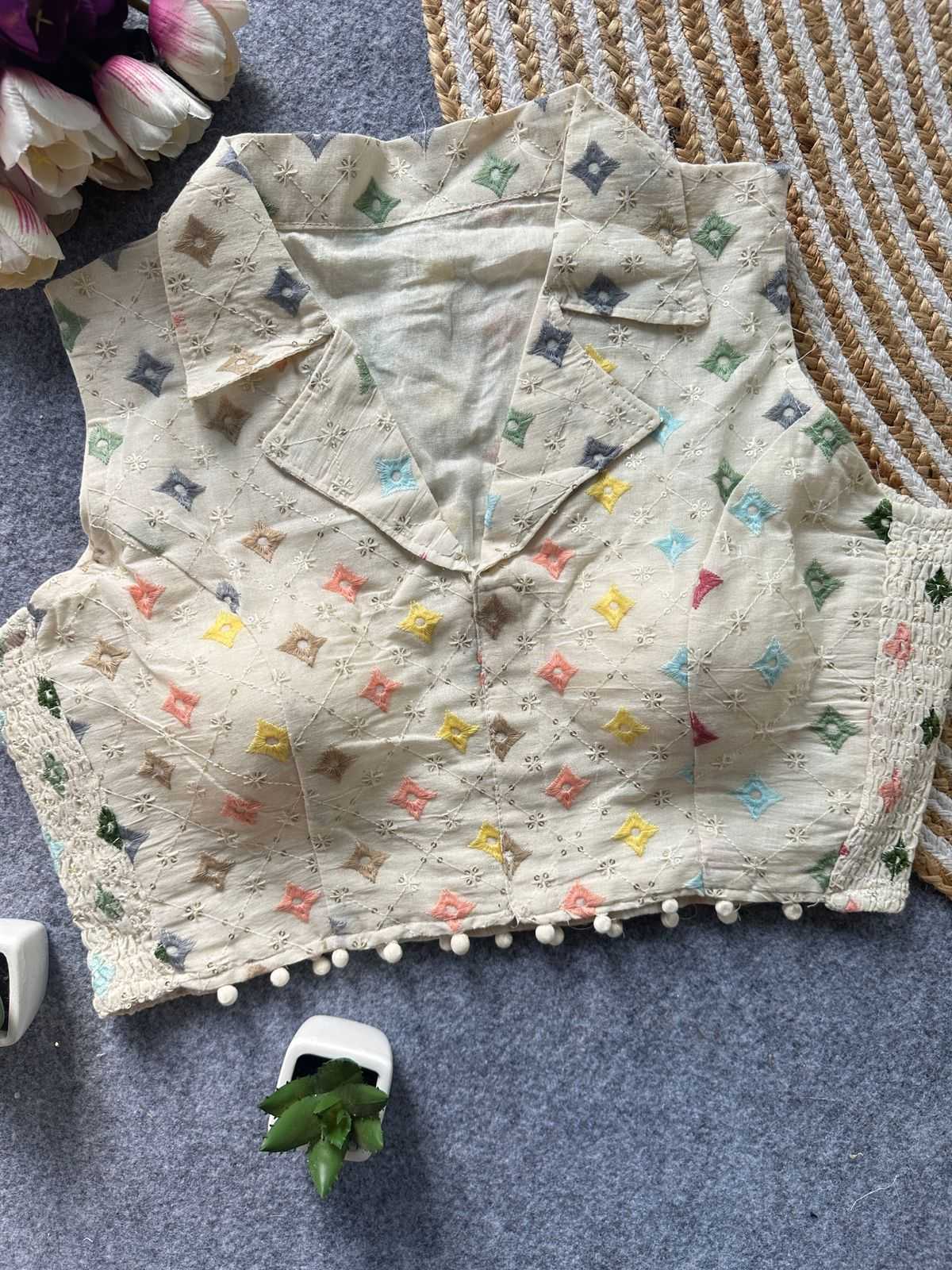 Khadi Cotton Embroidered Blouse