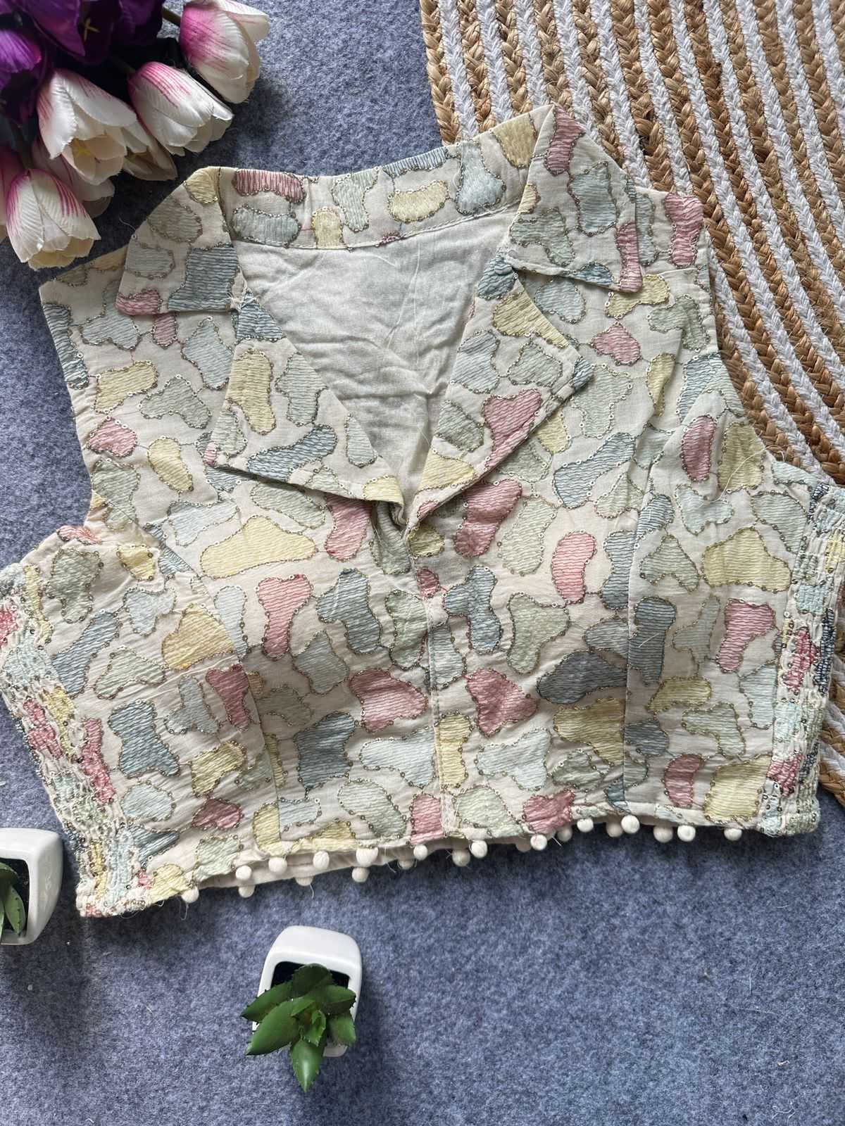 Khadi Cotton Embroidered Blouse
