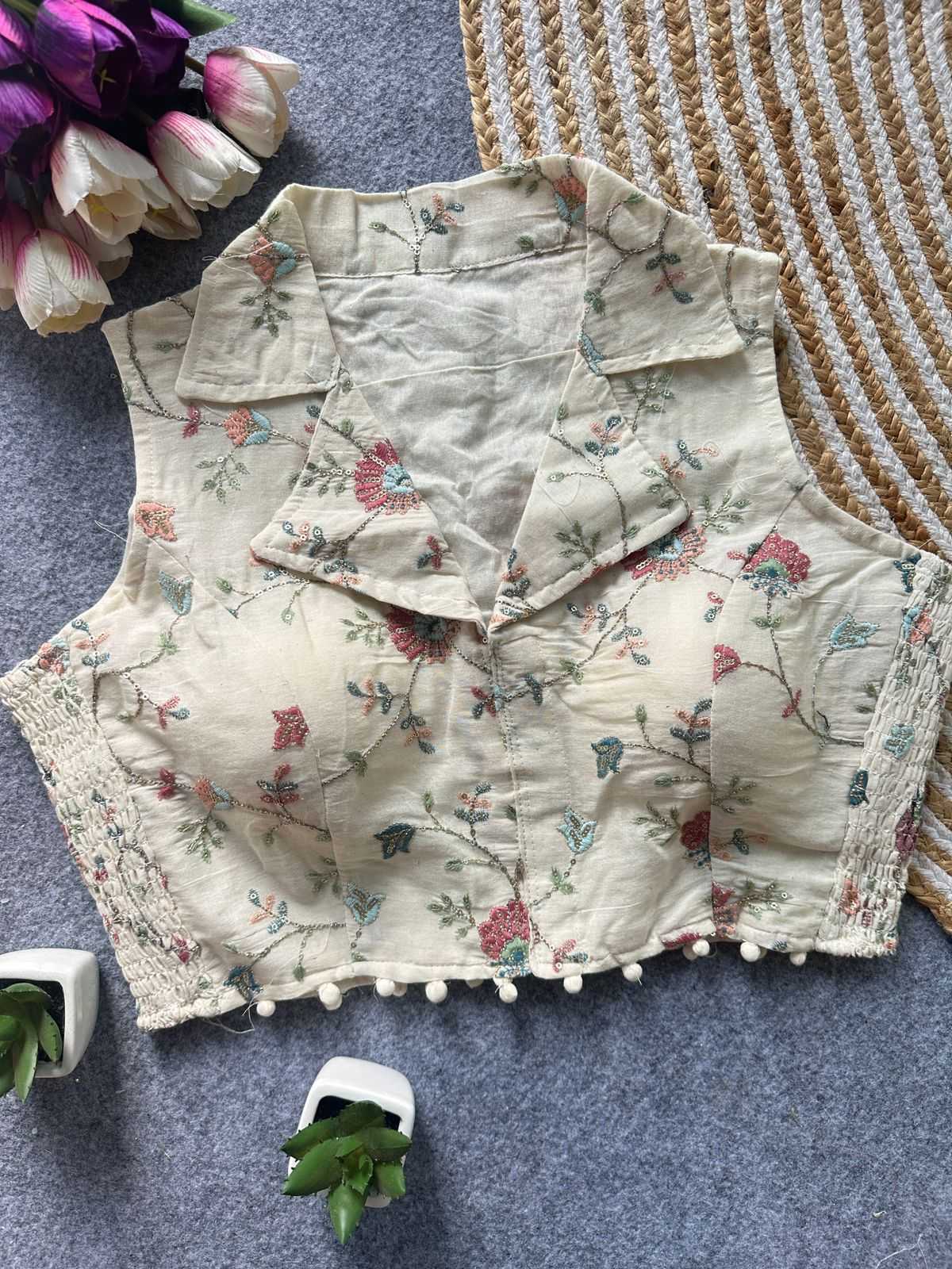 Khadi Cotton Embroidered Blouse