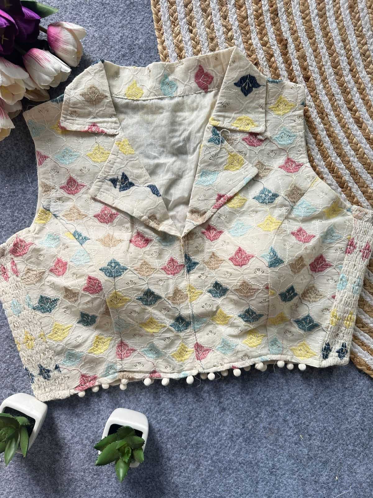 Khadi Cotton Embroidered Blouse