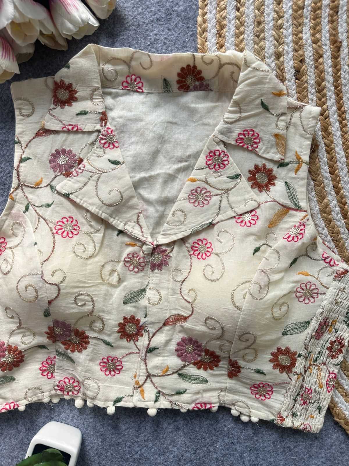Khadi Cotton Embroidered Blouse