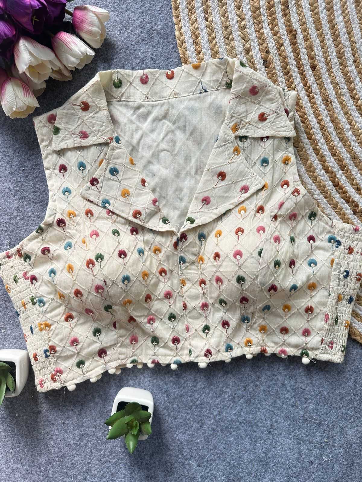 Khadi Cotton Embroidered Blouse