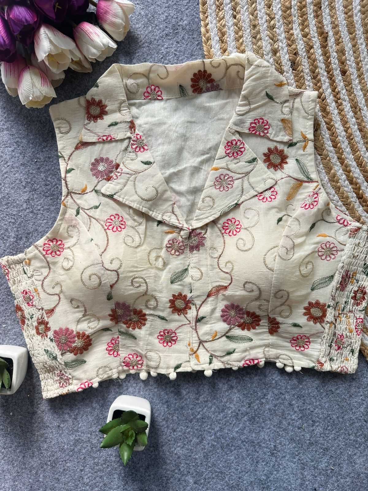 Khadi Cotton Embroidered Blouse