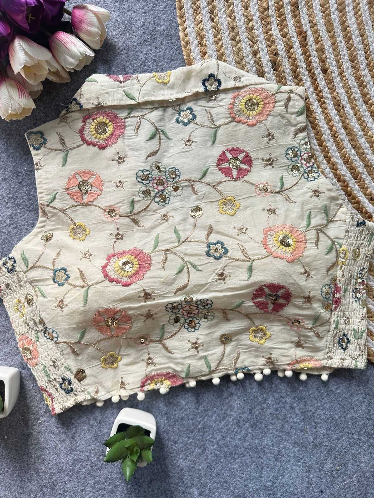Khadi Cotton Embroidered Blouse