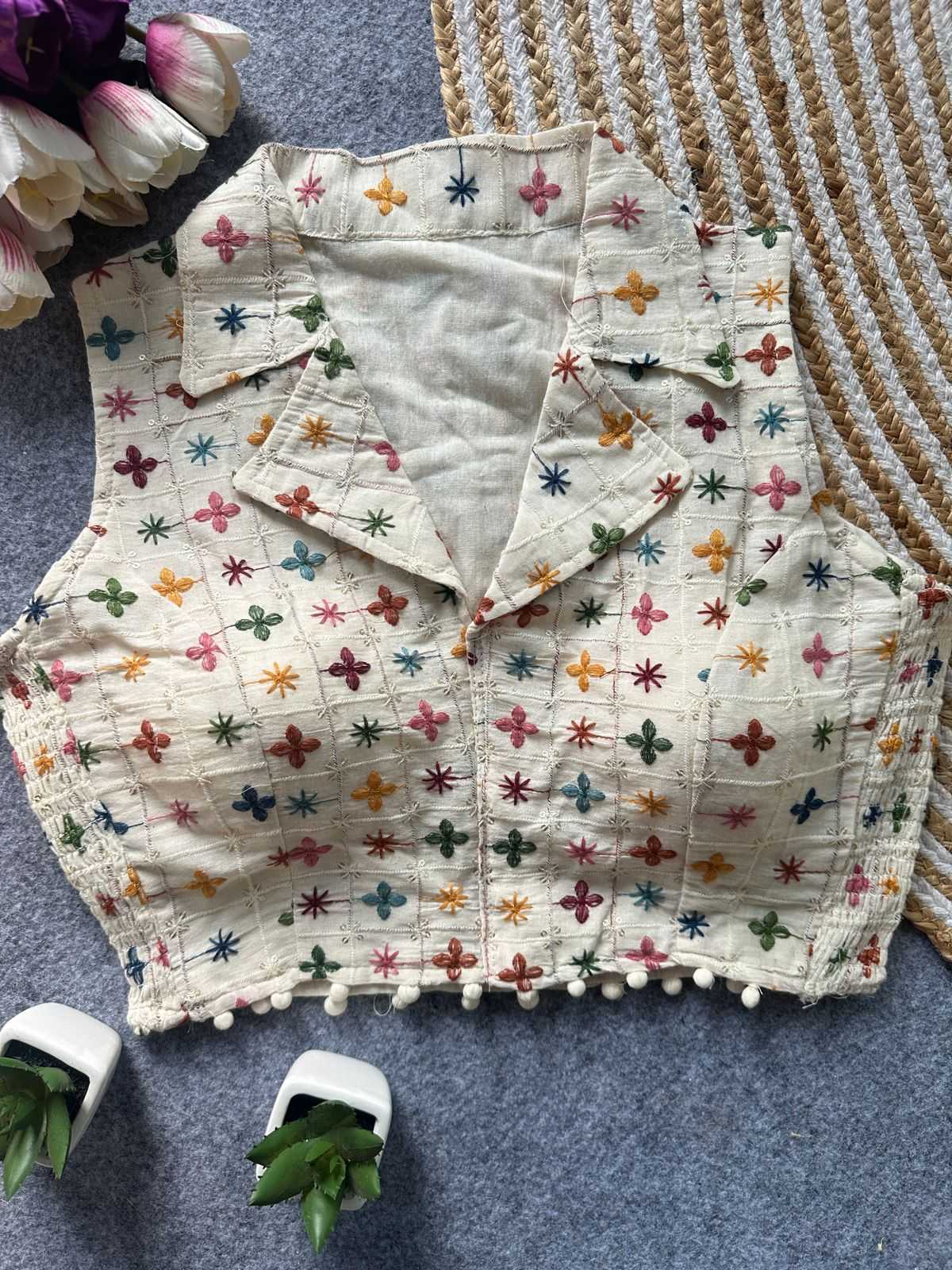 Khadi Cotton Embroidered Blouse