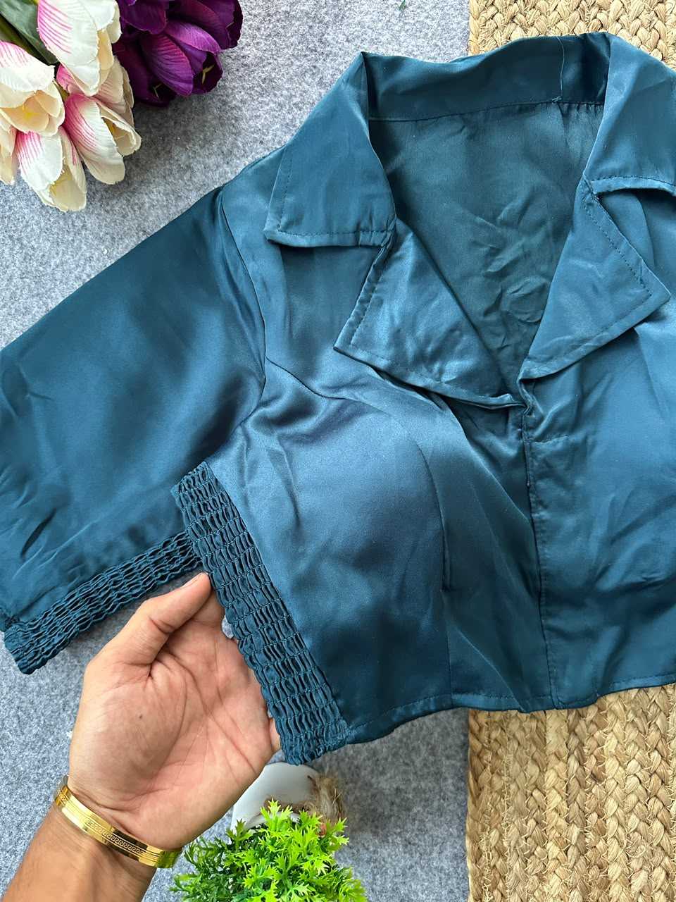 Kriti Heavy Silk Designer Blouse in Teal