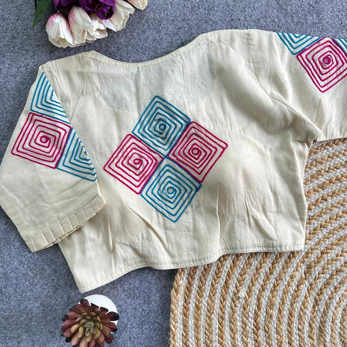 Lavanya Khadi Cotton Printed Blouse
