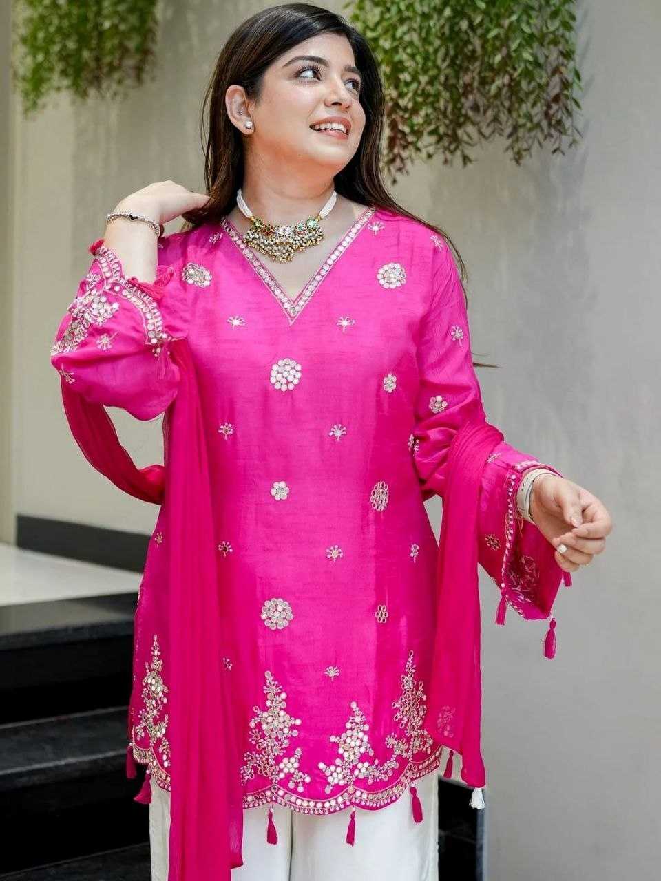 Reyon Cotton Embroidery Suit in Green