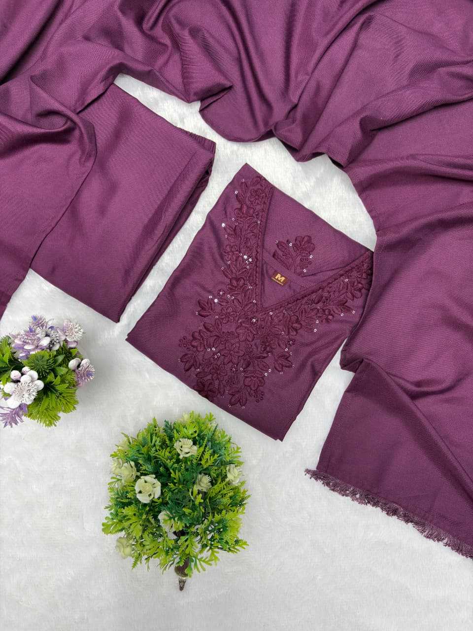 Pure Viscose Embroidery Suit