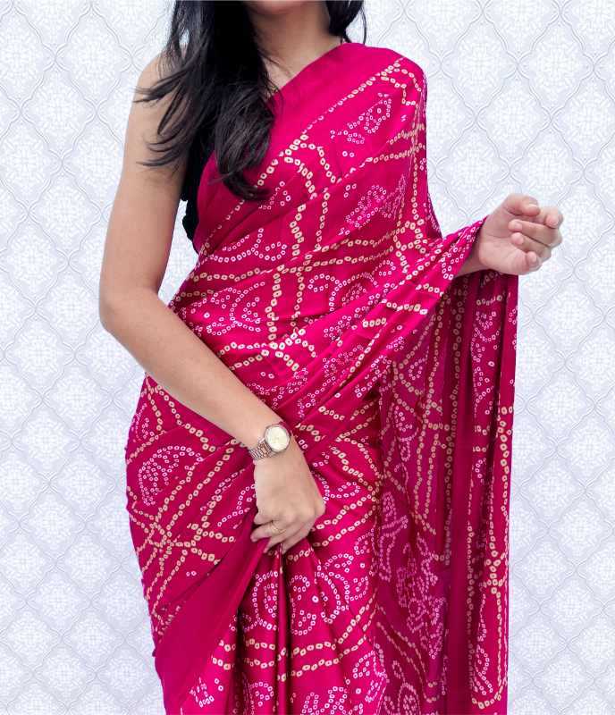 Gajji Silk Printed Saree in Red