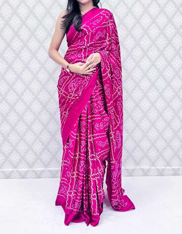 Gajji Silk Printed Saree in Red