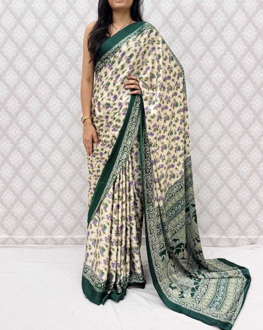 Satin Silk Designer Saree in Navy Blue