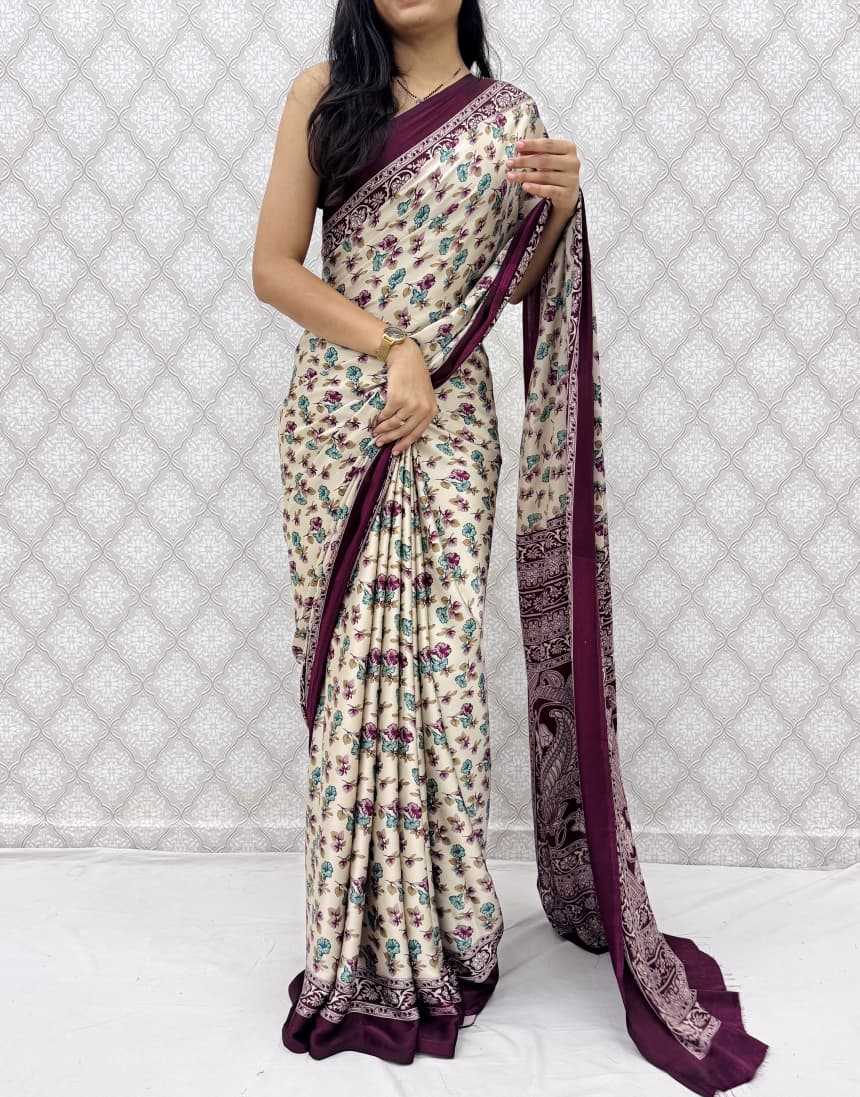 Satin Silk Designer Saree in Navy Blue
