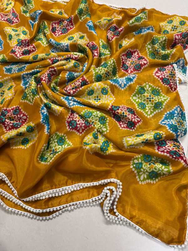 Chinon Designer Saree in Red