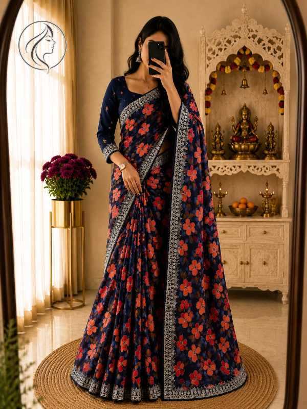Georgette Designer Saree in Black
