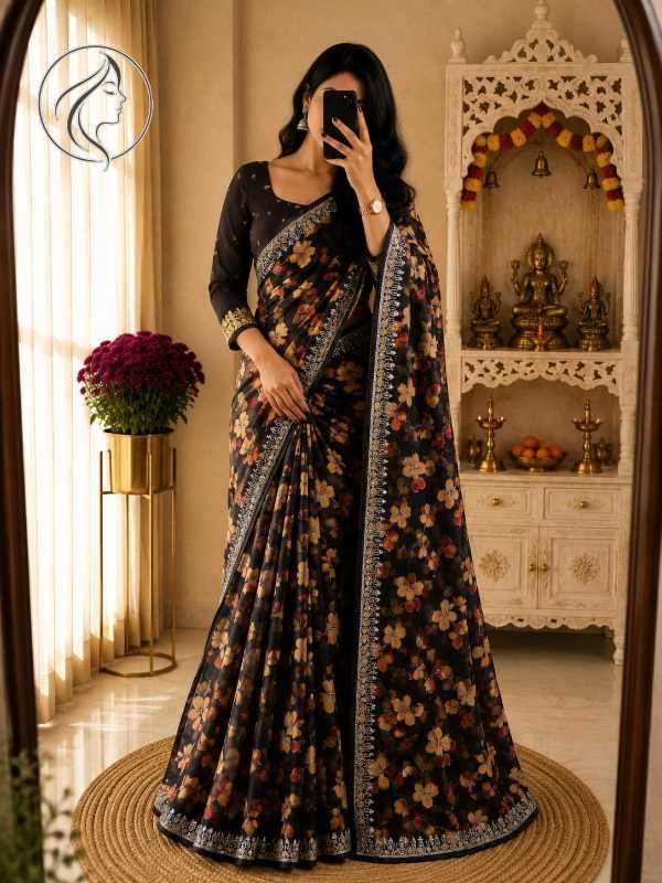 Georgette Designer Saree in Black