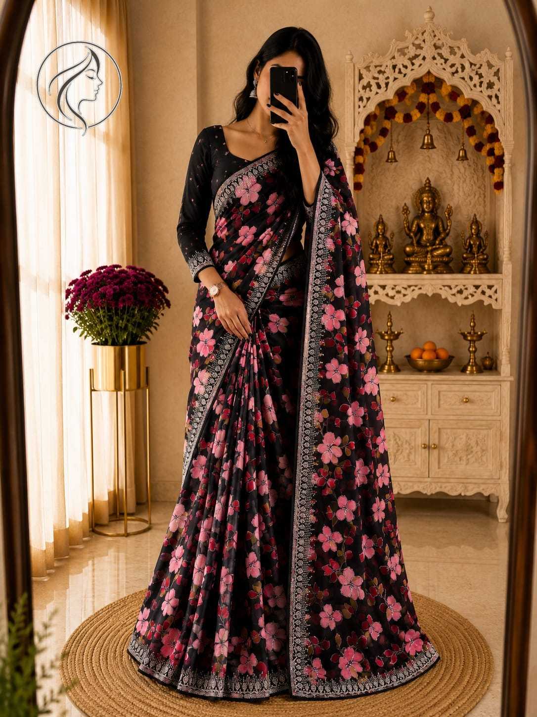 Georgette Designer Saree in Black