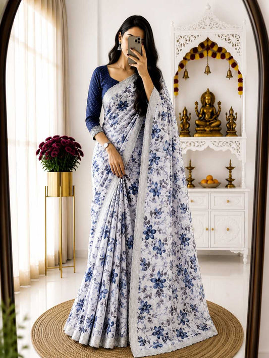 Georgette Printed Saree in Maroon