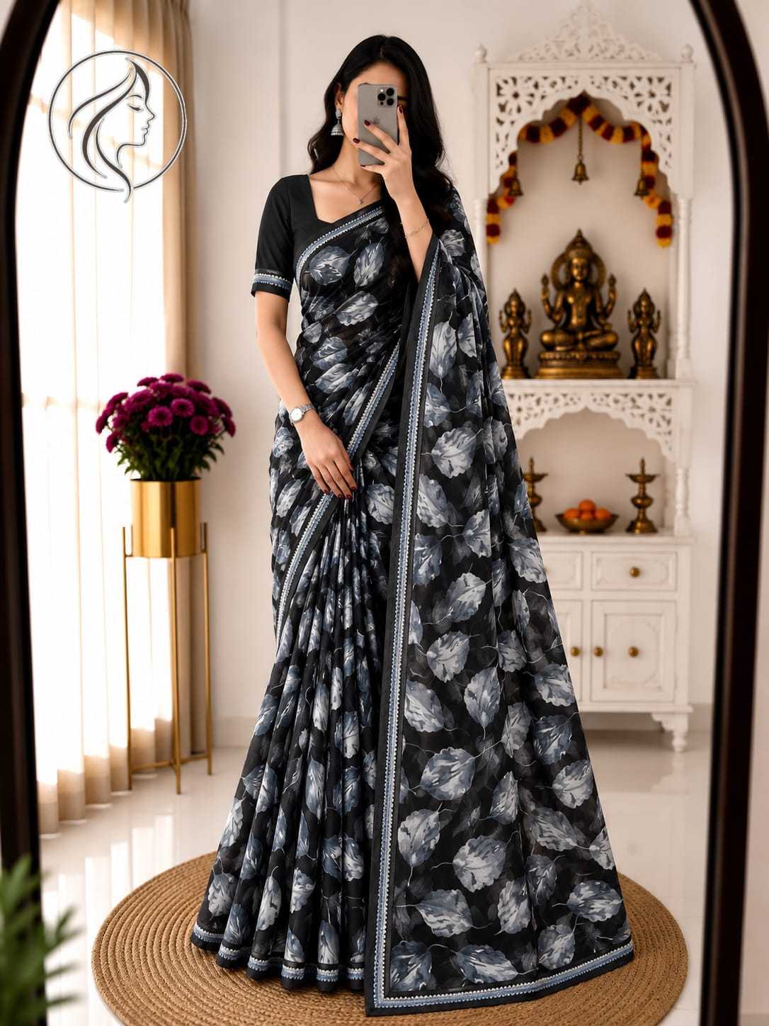 Boder Georgette Printed Saree