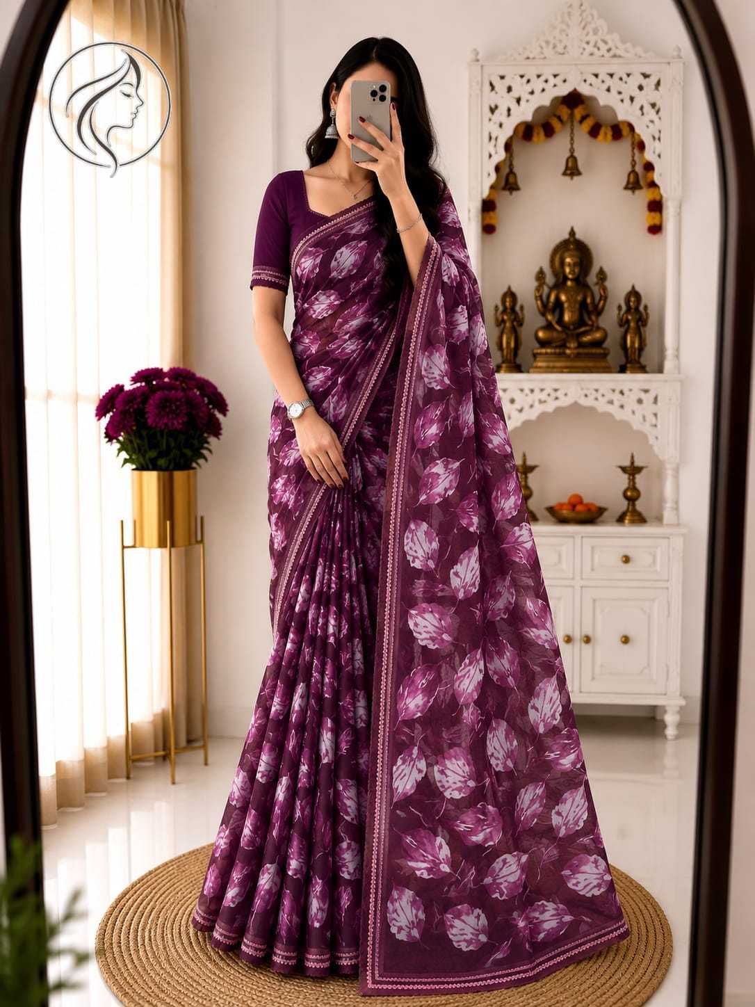 Boder Georgette Printed Saree