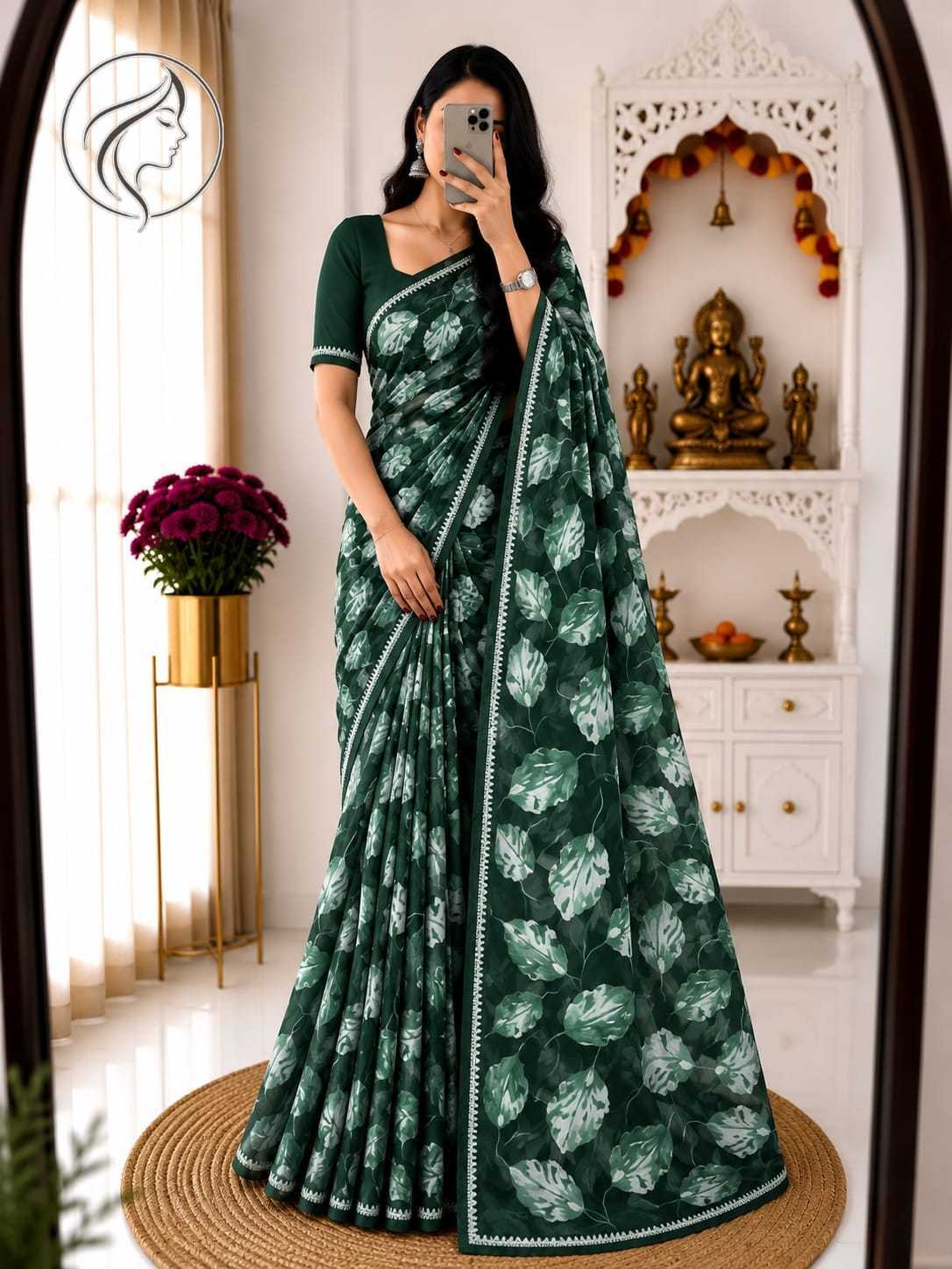 Boder Georgette Printed Saree