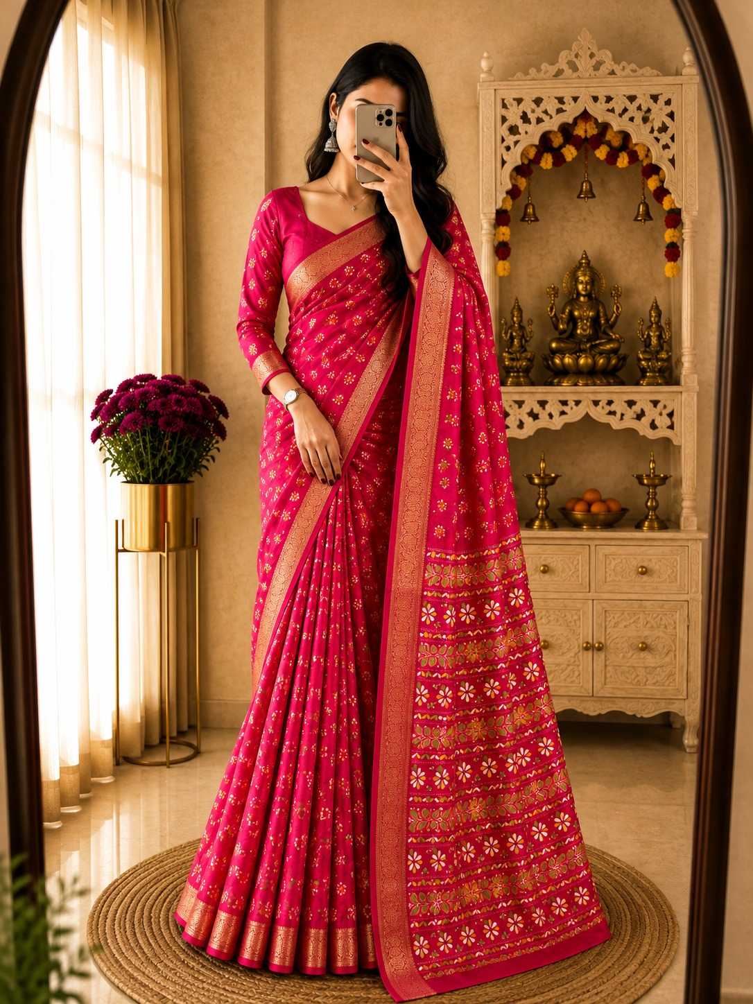 Ching Dull Moss Designer Saree