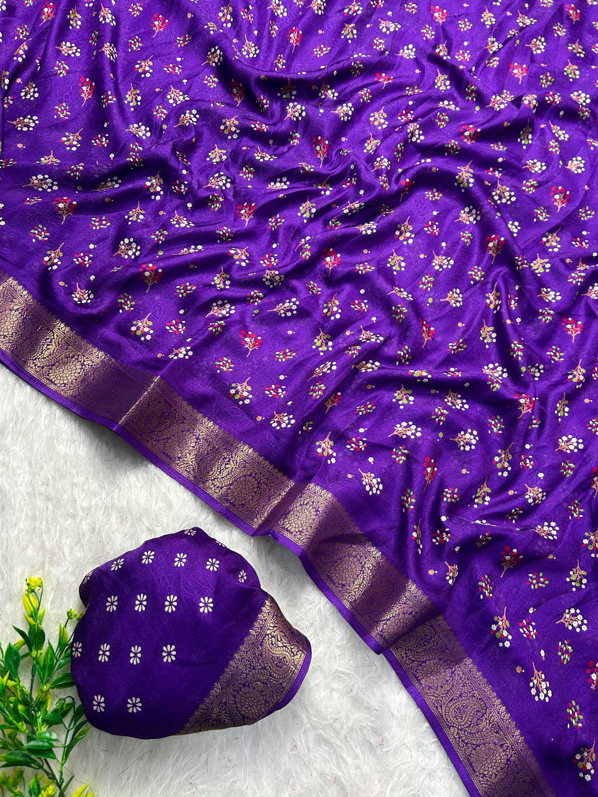 Ching Dull Moss Designer Saree