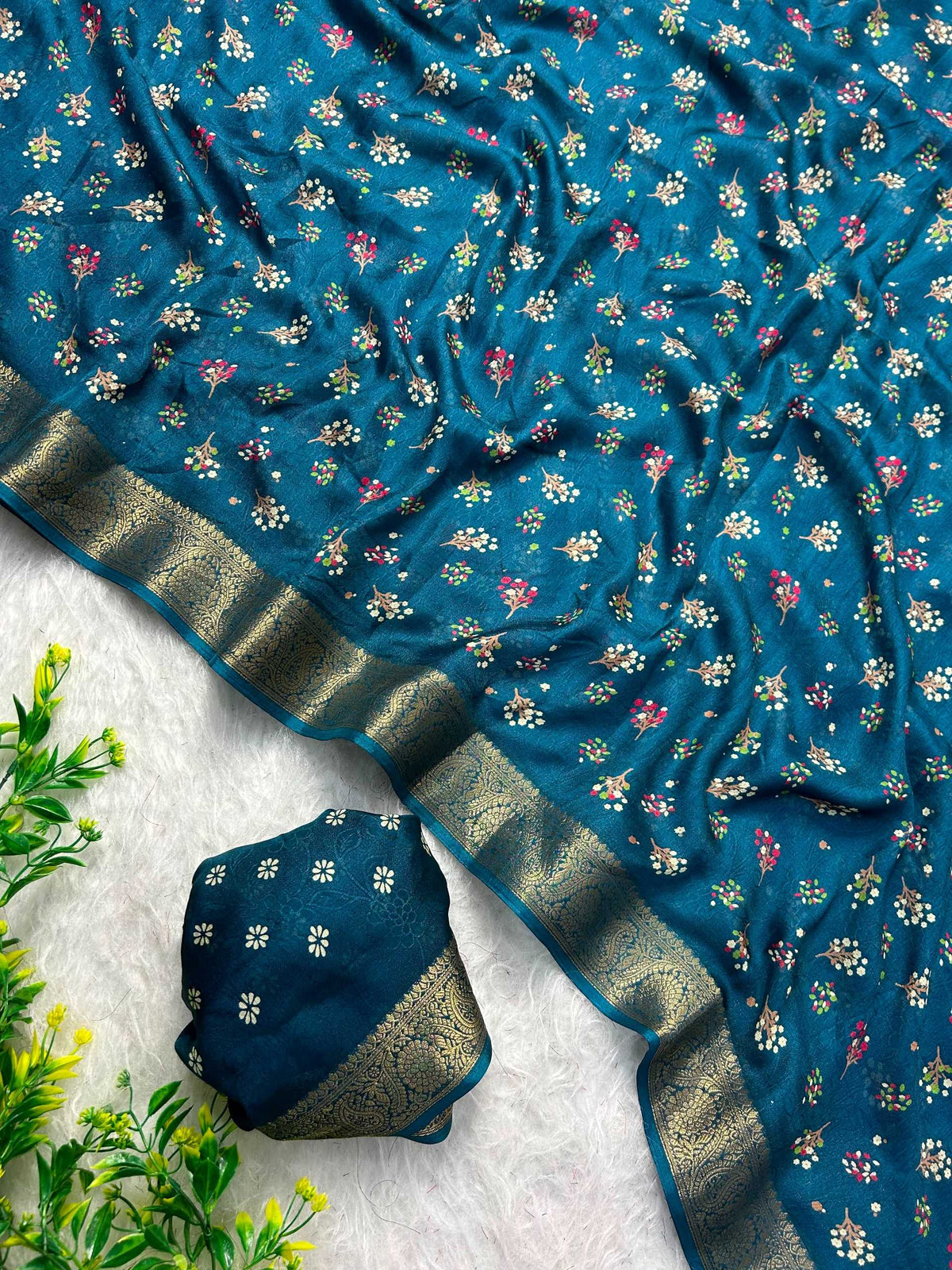 Ching Dull Moss Designer Saree
