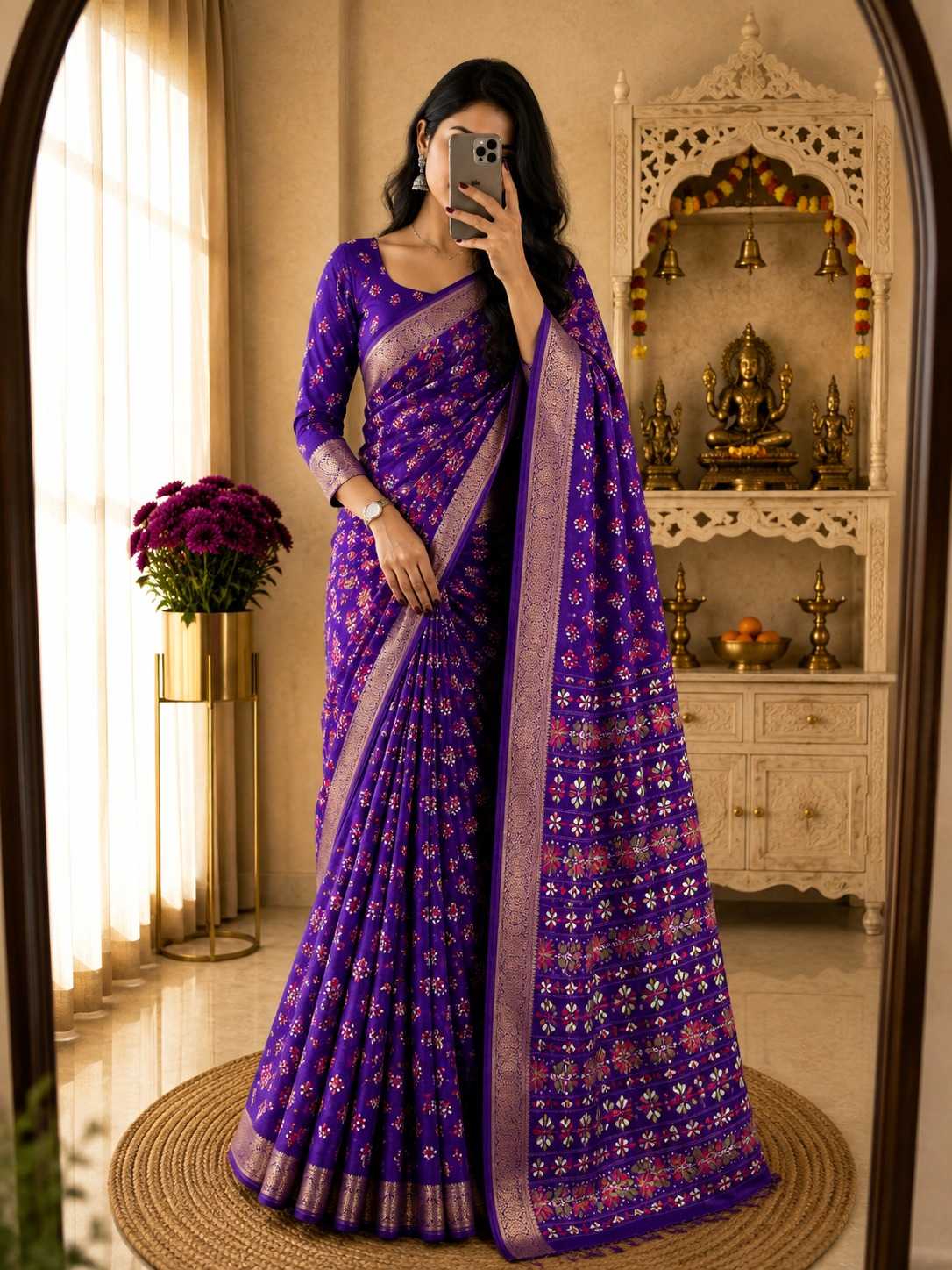 Ching Dull Moss Designer Saree