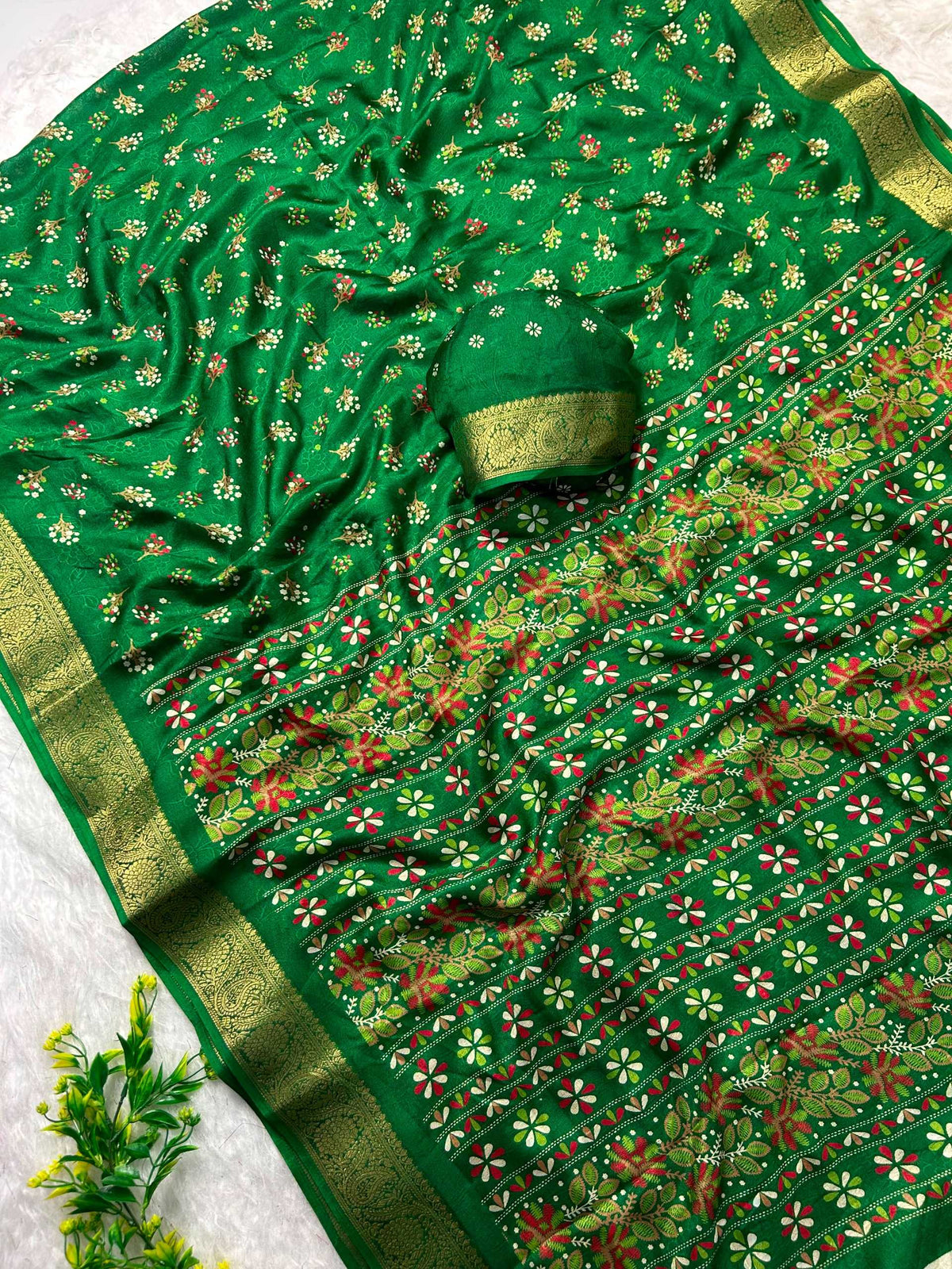 Ching Dull Moss Designer Saree
