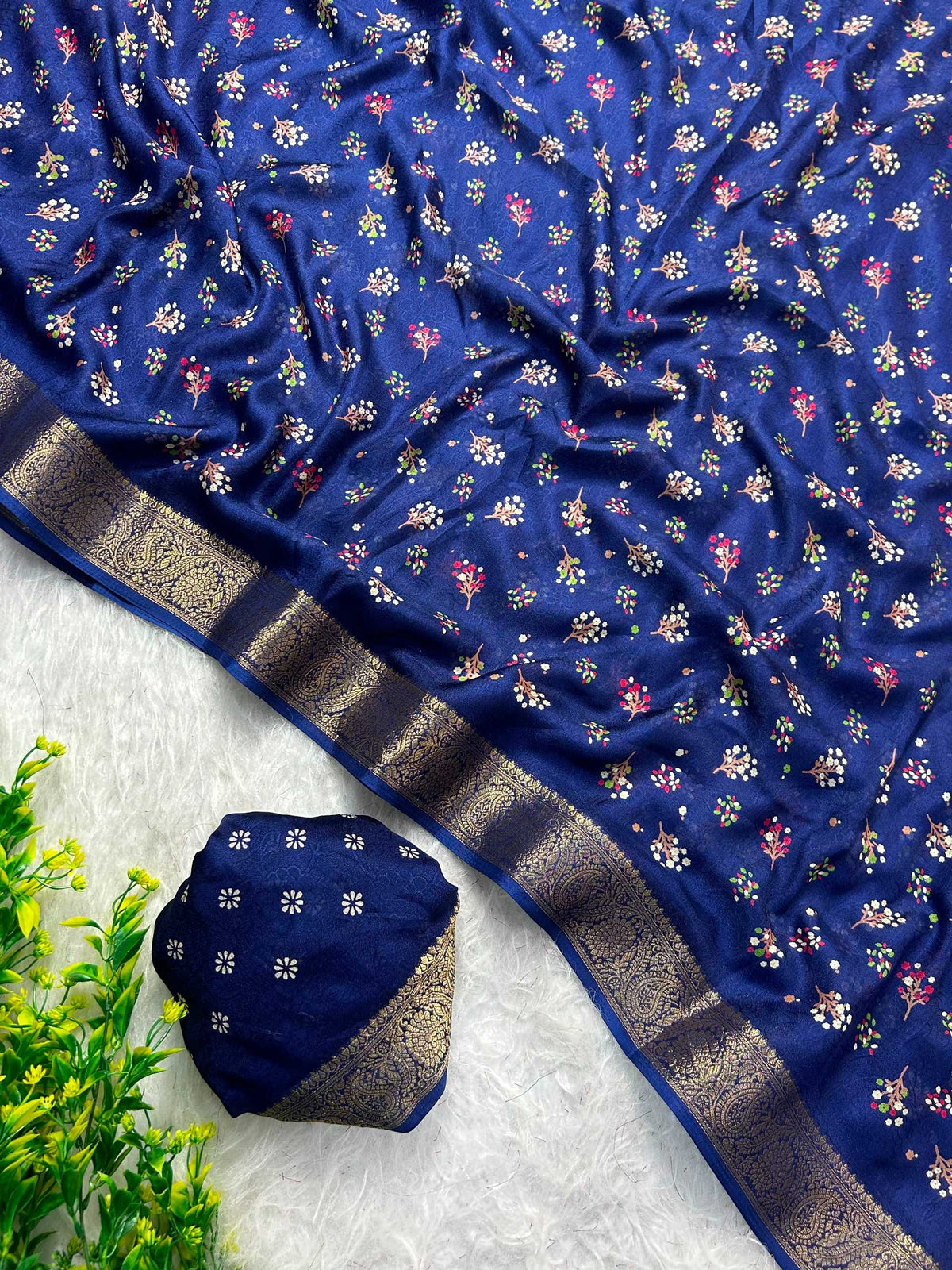 Ching Dull Moss Designer Saree